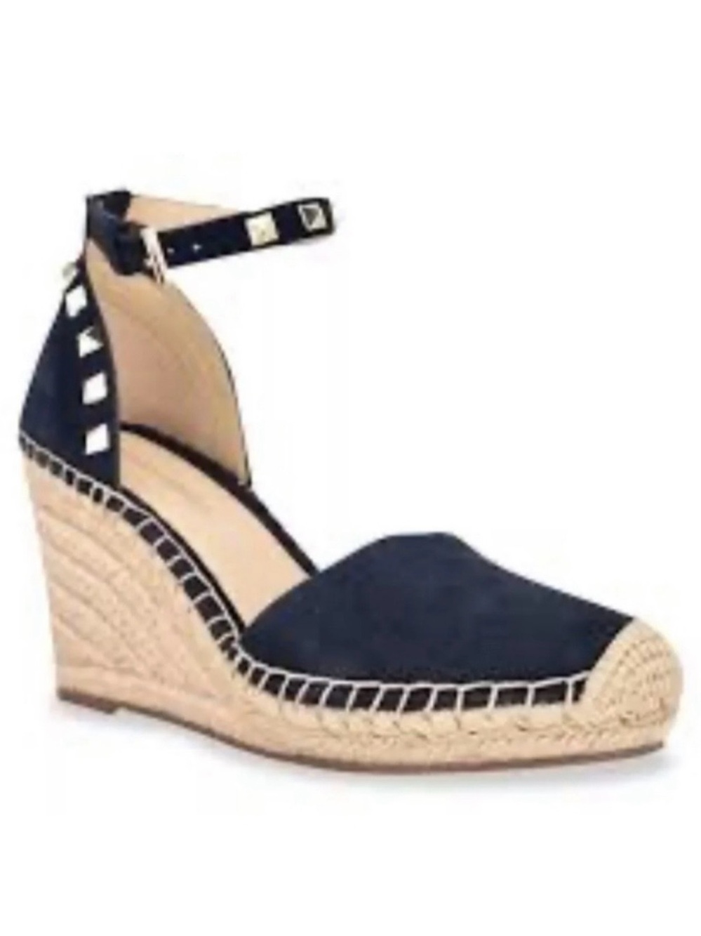 Marc Fisher Navy Espadrille Wedge with Ankle Strap